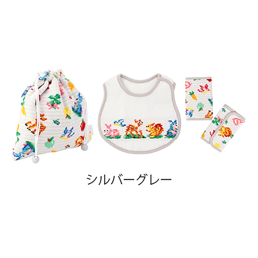 ティップトップフォレスト スタイ・サッキングパッド・巾着セット シルバーグレー