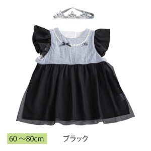 シフォンドレス風スタイ＆ヘアバンドセット ブラック