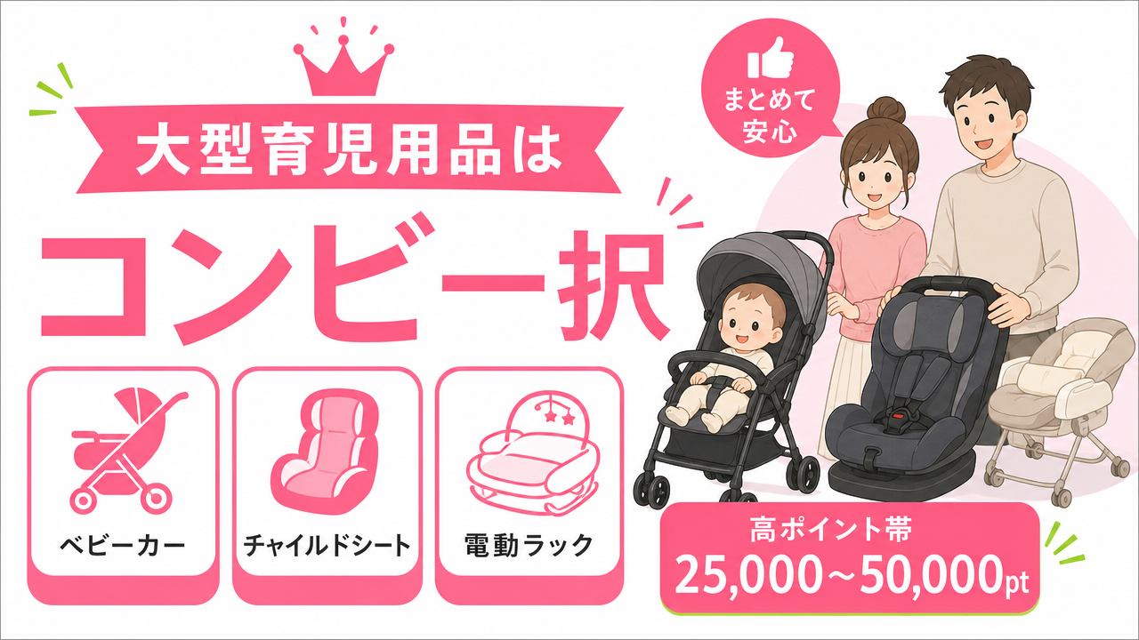 大型育児用品を選ぶならコンビ一択の図解